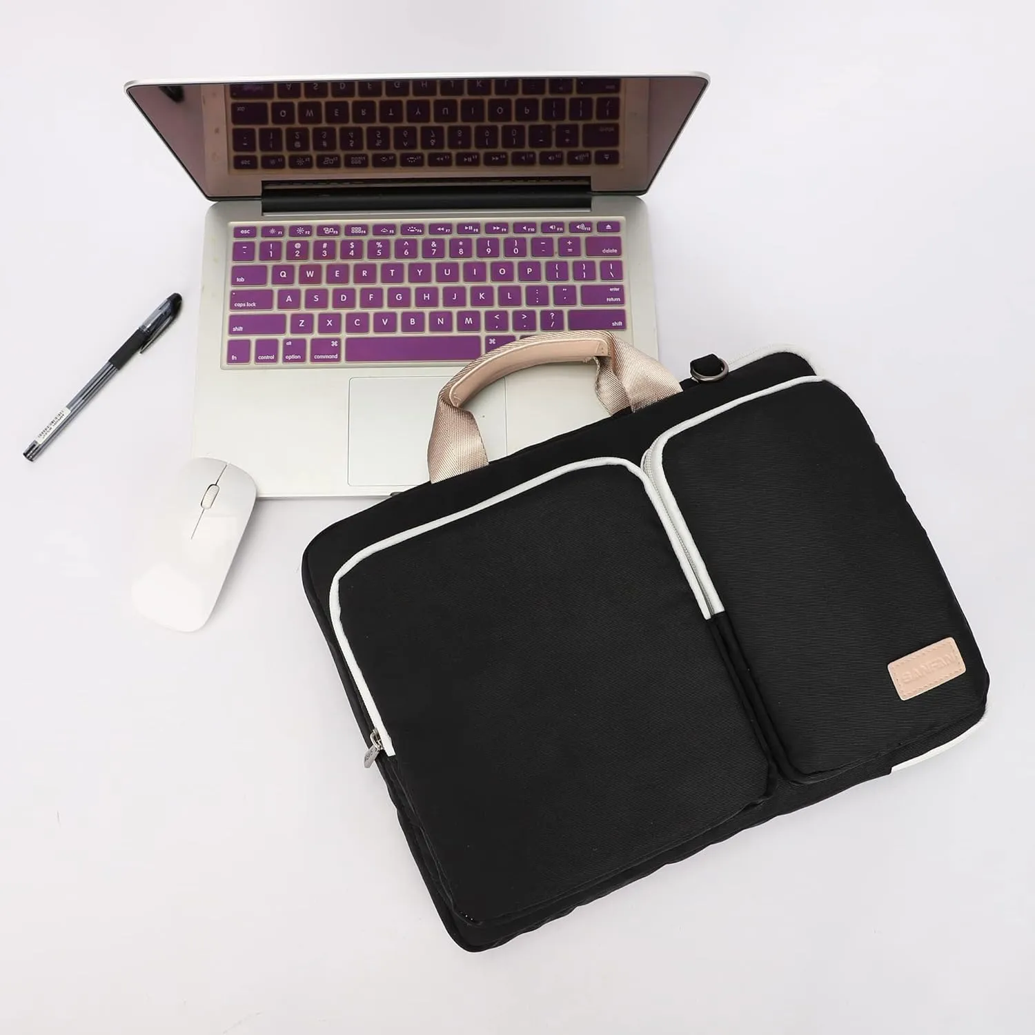 360 Protective Muti-Pockets Laptop Shoulder Bag Sleeve Case,Laptop Briefcase for 15.6 inch and 16 inch Laptop (Black)