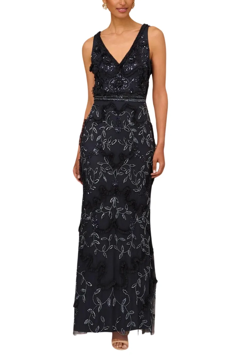Aidan Mattox Mini Ruffled Beaded Gown