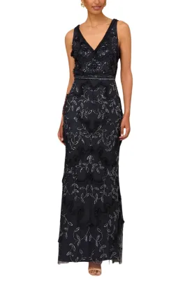 Aidan Mattox Mini Ruffled Beaded Gown