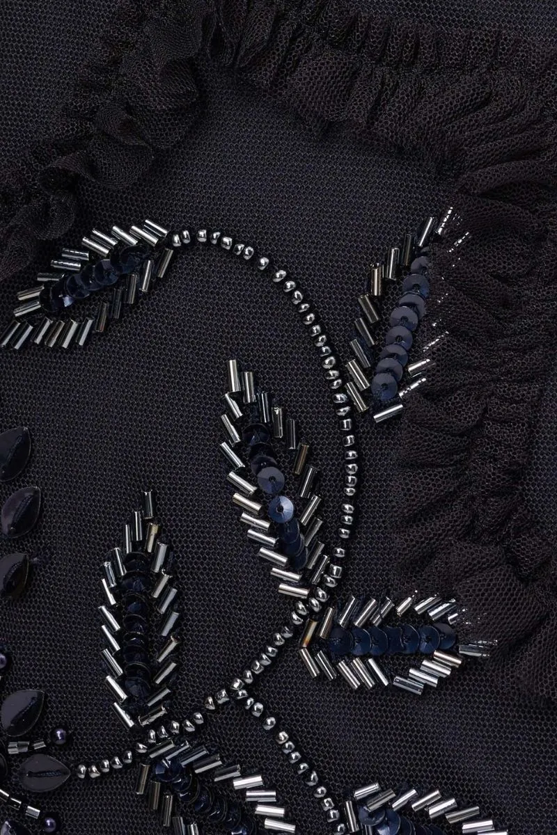 Aidan Mattox Mini Ruffled Beaded Gown