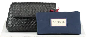 Aspinal Of London Black Evening Clutch In Woven Leather One Size
