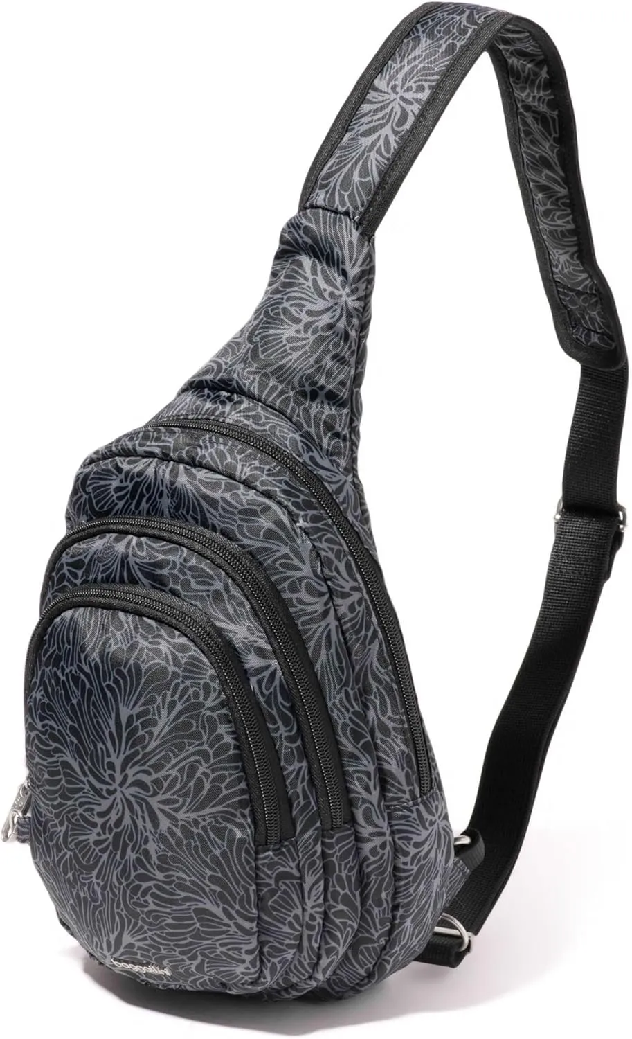 Baggallini Securtex Anti-Theft Triple Zip Sling - Travel Backpack Sling Bag Crossbody - RFID Wallet Locking Zipper