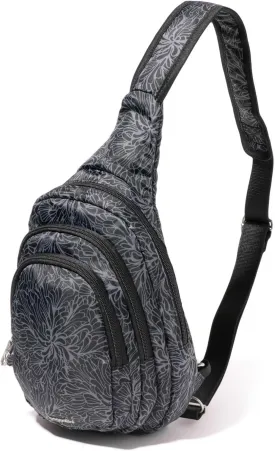 Baggallini Securtex Anti-Theft Triple Zip Sling - Travel Backpack Sling Bag Crossbody - RFID Wallet Locking Zipper