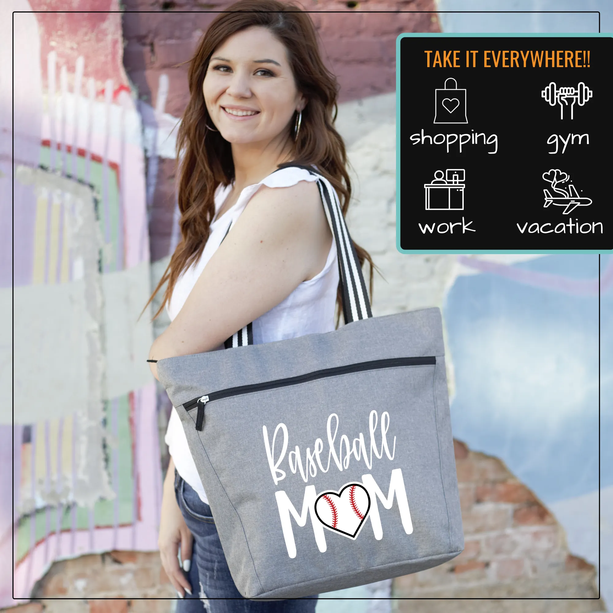 Baseball Mom Lexie Gray Tote Bag for Moms