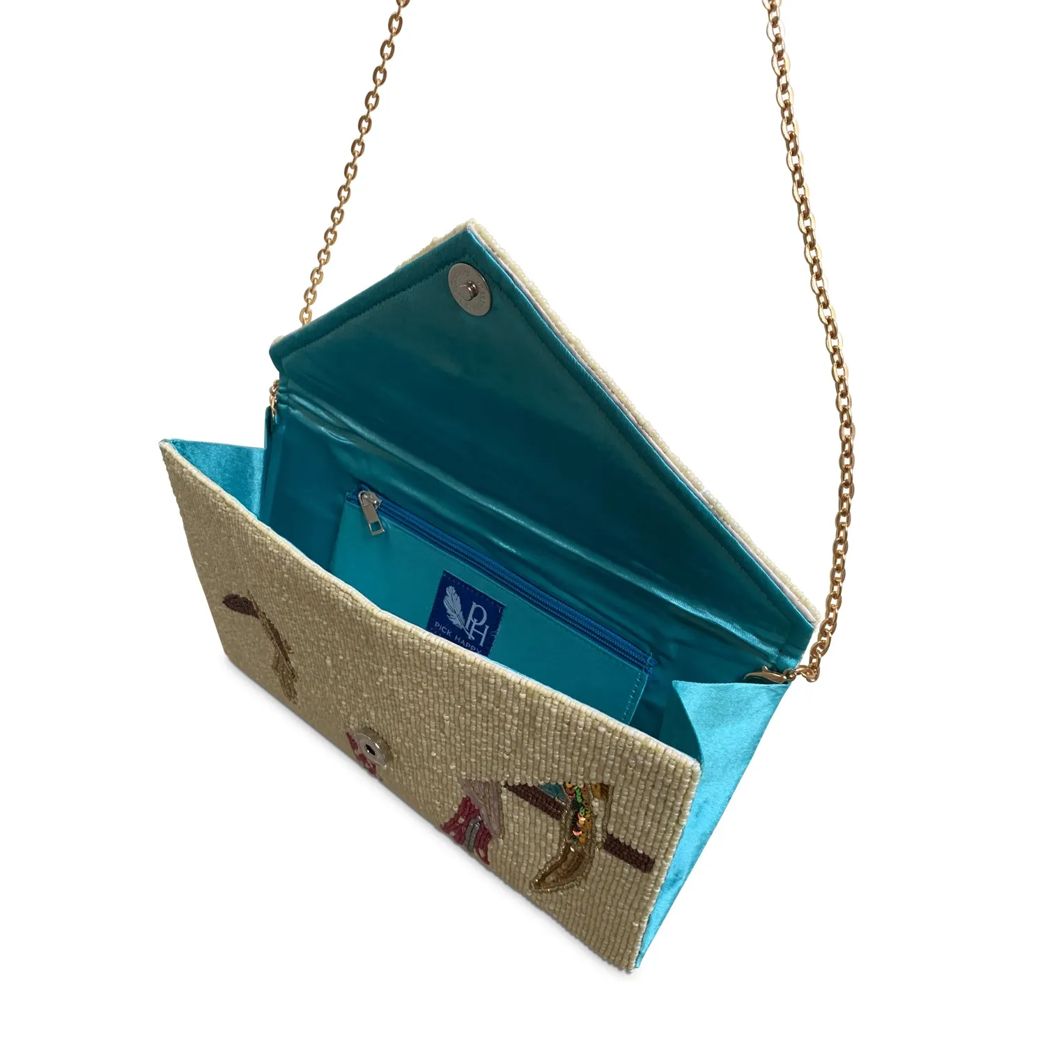 Beaded Clutch Bag | Ivory Parrots