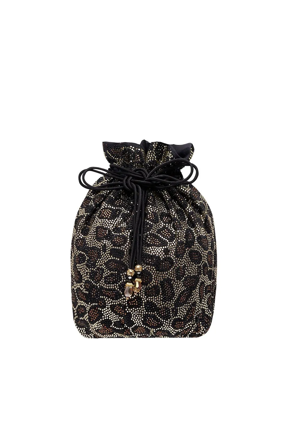 BEADED DRAWSTRING POUCH MULTI