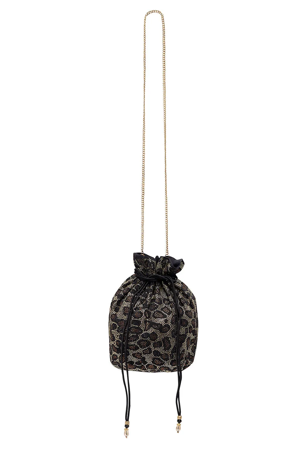 BEADED DRAWSTRING POUCH MULTI