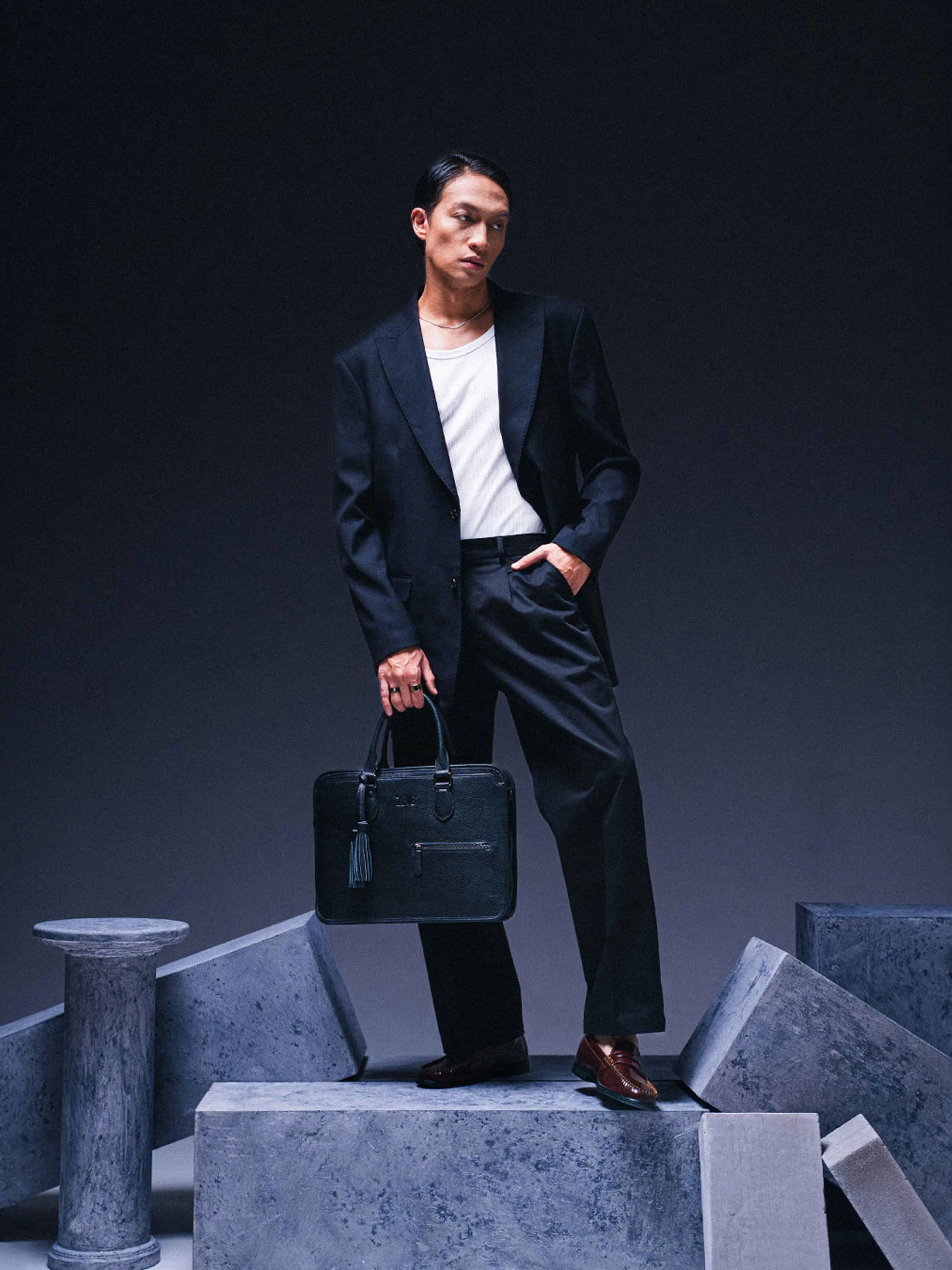 Belluno Briefcase - Black Pebble Grain Leather