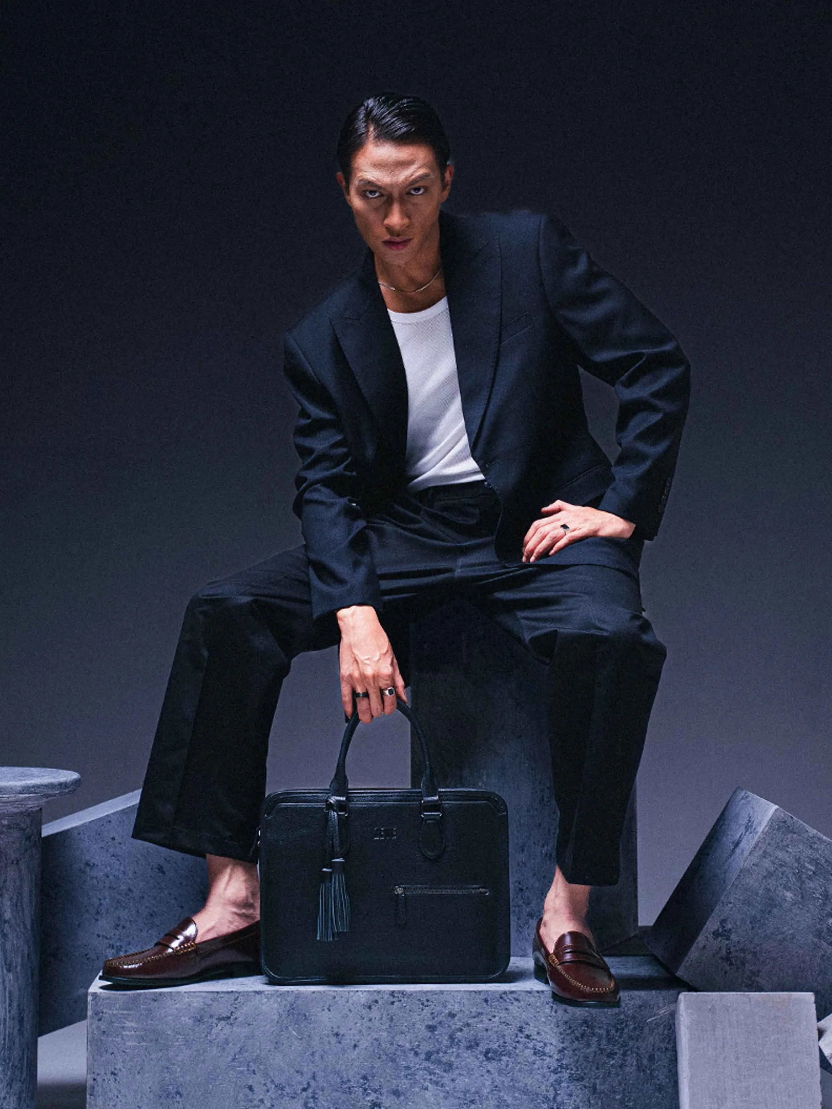 Belluno Briefcase - Black Pebble Grain Leather