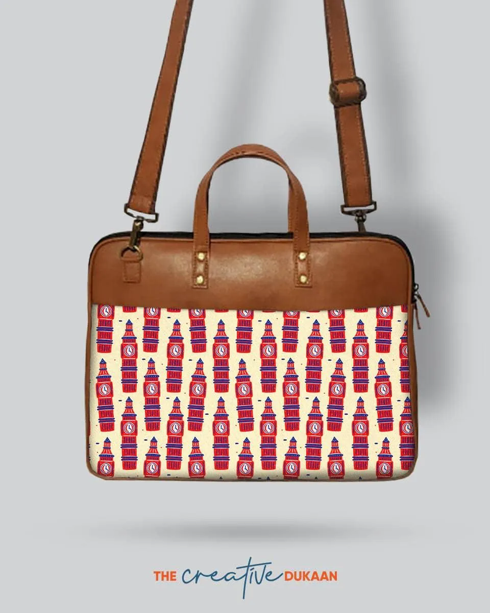 Big Ban Clock Tower - The Vegan Leather Laptop Bag