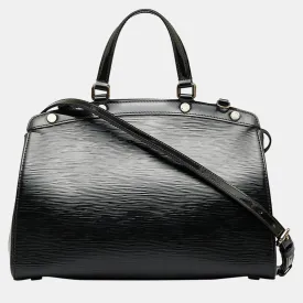 Black Leather Epi Brea MM Satchel Bag