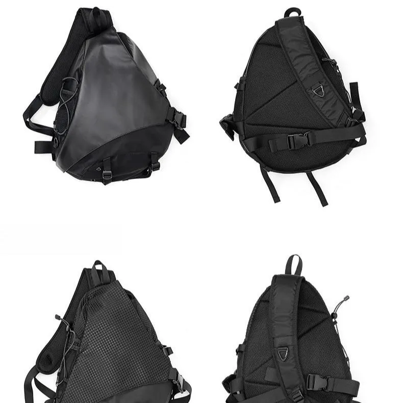 Black Sport Backpack Crossbody Waterproof Sling Bag Large Sling Bag For Big Men Cool Large Chest Bag for Men
