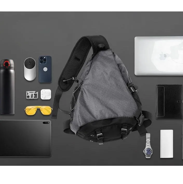 Black Sport Backpack Crossbody Waterproof Sling Bag Large Sling Bag For Big Men Cool Large Chest Bag for Men