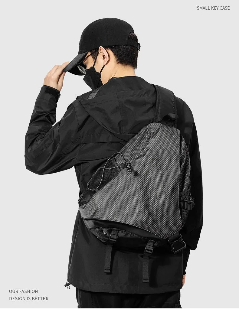 Black Sport Backpack Crossbody Waterproof Sling Bag Large Sling Bag For Big Men Cool Large Chest Bag for Men