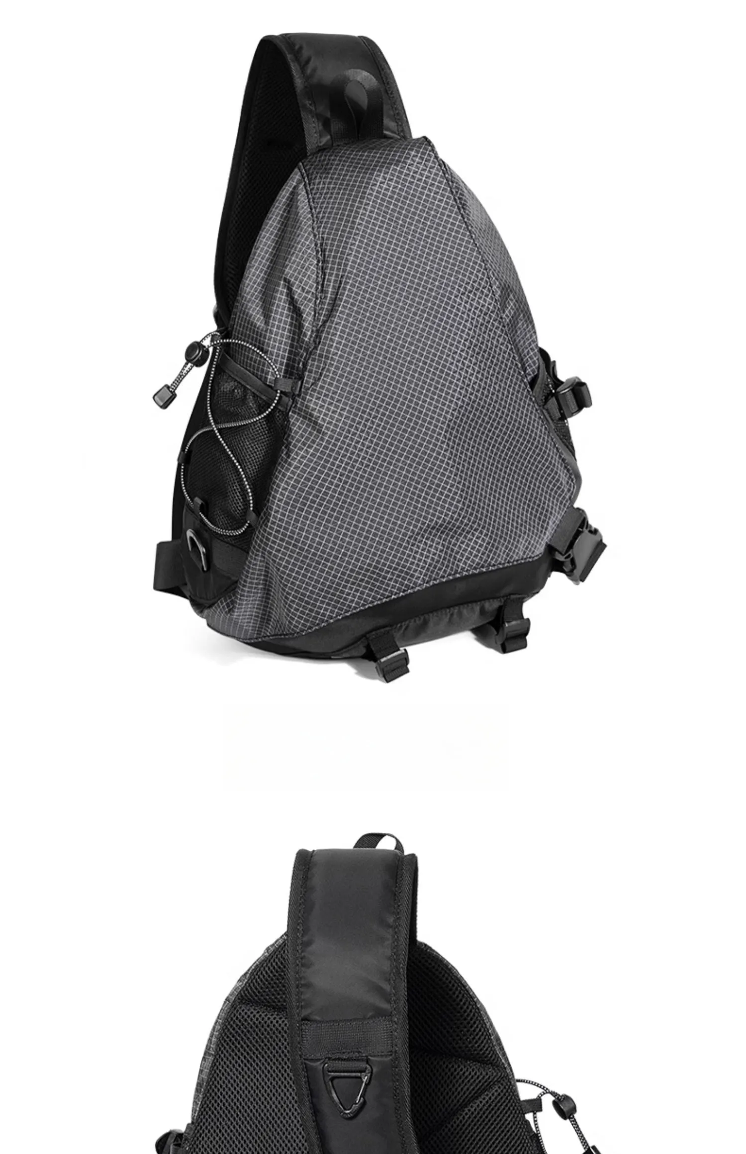 Black Sport Backpack Crossbody Waterproof Sling Bag Large Sling Bag For Big Men Cool Large Chest Bag for Men