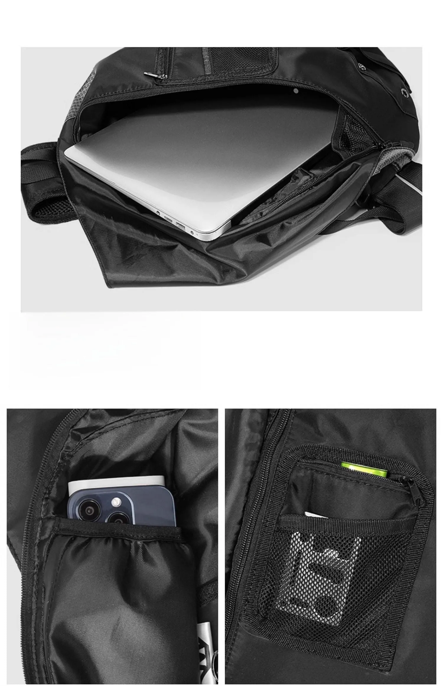 Black Sport Backpack Crossbody Waterproof Sling Bag Large Sling Bag For Big Men Cool Large Chest Bag for Men