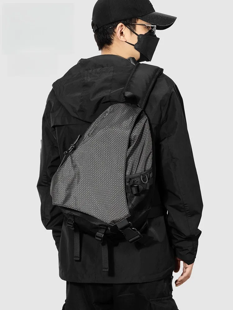 Black Sport Backpack Crossbody Waterproof Sling Bag Large Sling Bag For Big Men Cool Large Chest Bag for Men