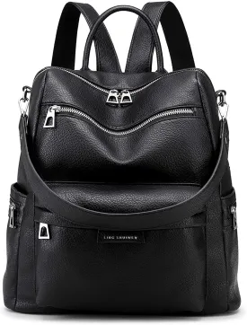 Bonjour Bbp-202 Women's Pu Leather Stylish And Trending Sling Bag For College Office Travel Anti Theft Backpack For Women's And Girls With Sling Belt| Casual (Black) Free, Free size