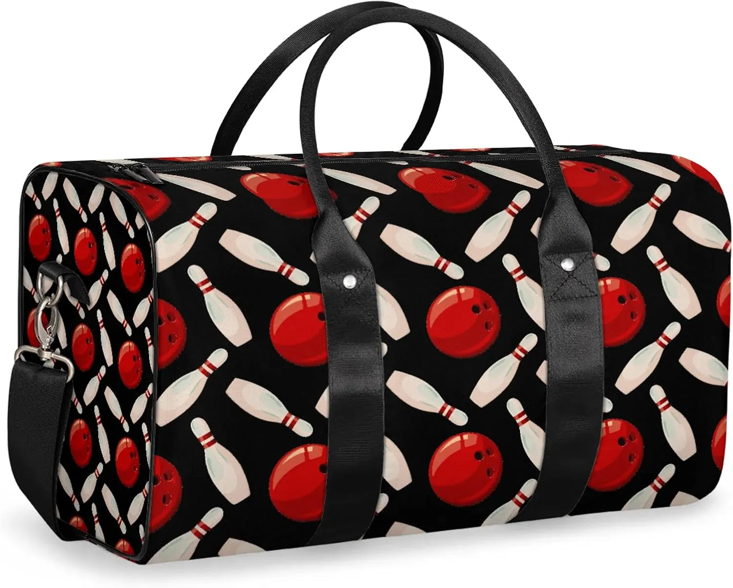 Bowling Ball Travel Duffle Bag, Weekender Bags for Women Men Black Carry on Overnight Bag Waterproof Gym Bags, Hospital Bag for Labor and Delivery