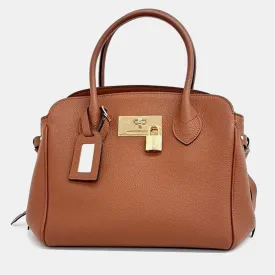 Brown Leather Mila PM Satchel