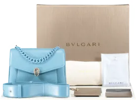 BVLGARI Blue Serpenti Handbag With Wide Strap