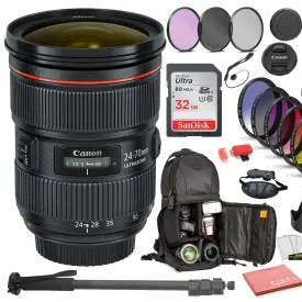 Canon EF 24-70mm f/2.8L II USM Lens (5175B002) Includes: DSLR Sling Backpack, 9PC Filter Kit, Sandisk 64GB SD   More