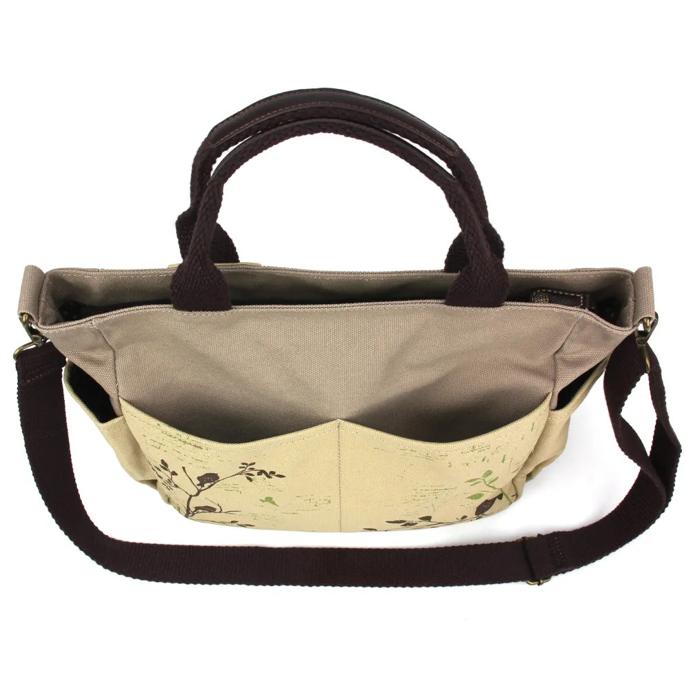 Canvas Print Pocket Tote - Bird