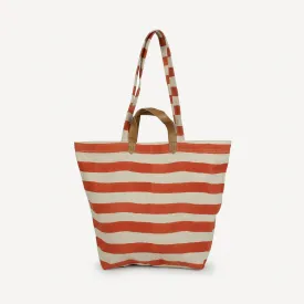 Carryall Canvas Tote - Large Cinnamon Stripe Print by Joyn