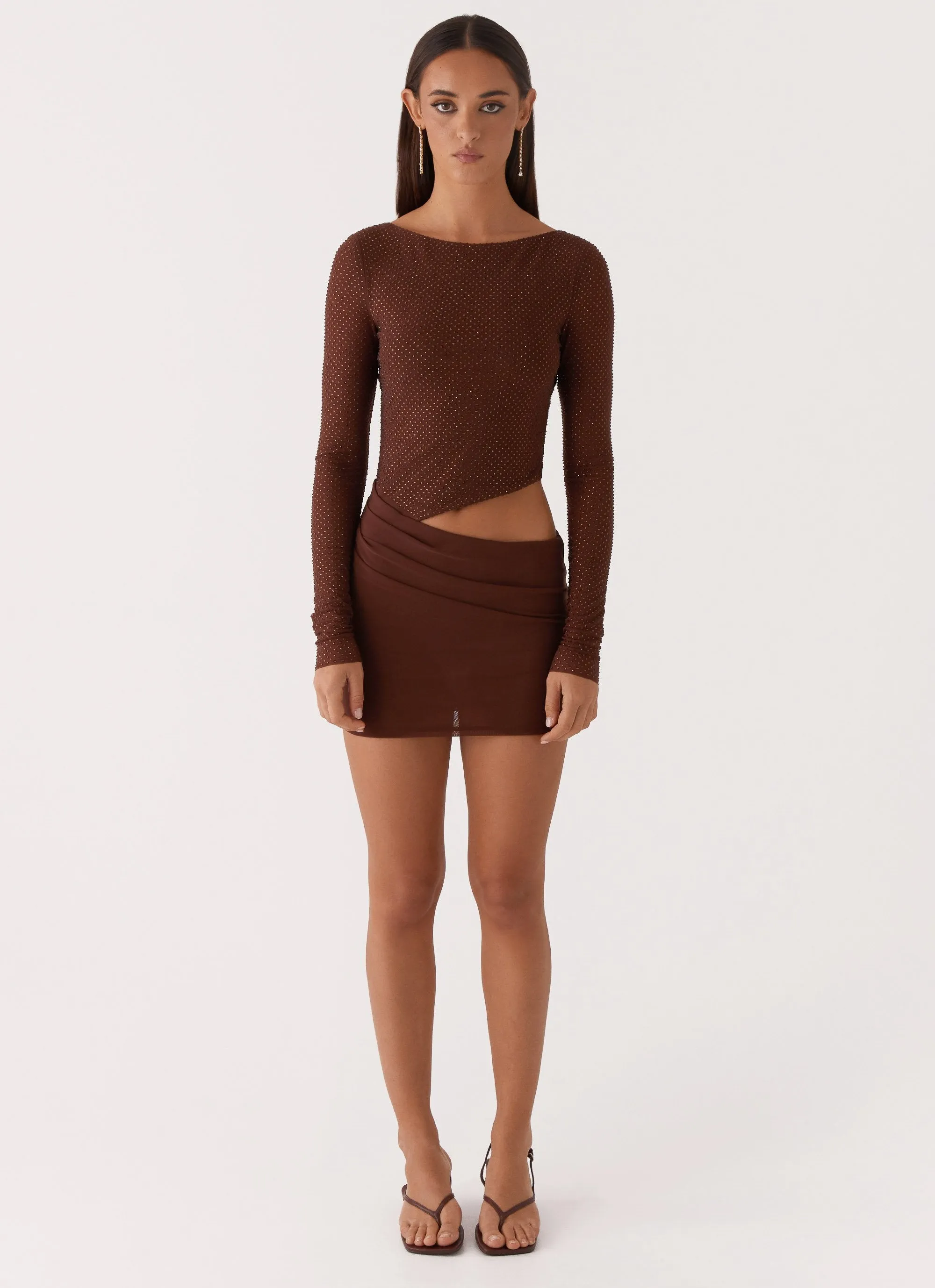 Catch The Night Sequin Mini Dress - Chocolate