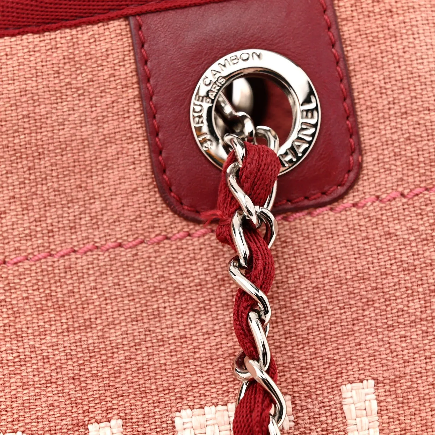 Chanel Canvas Mini Deauville Tote Red