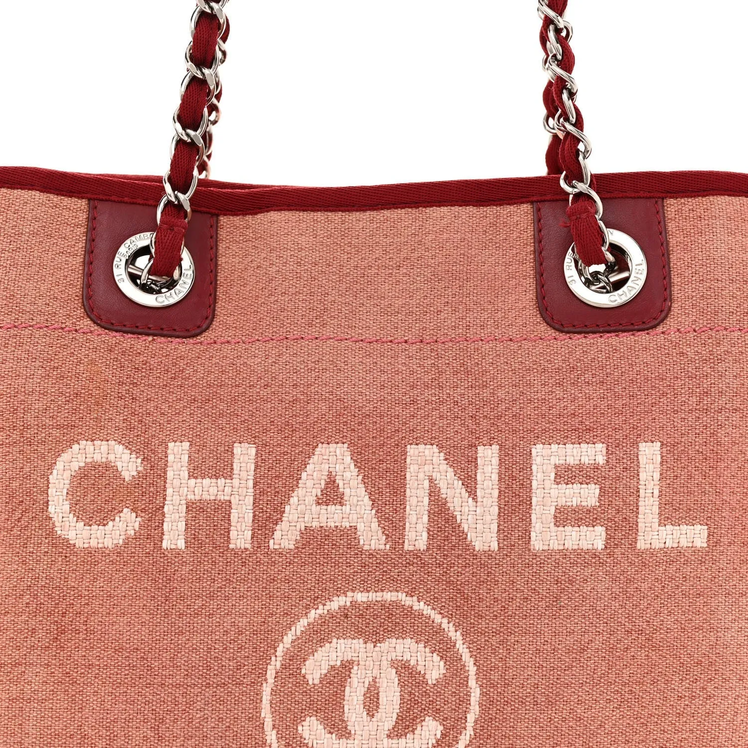 Chanel Canvas Mini Deauville Tote Red