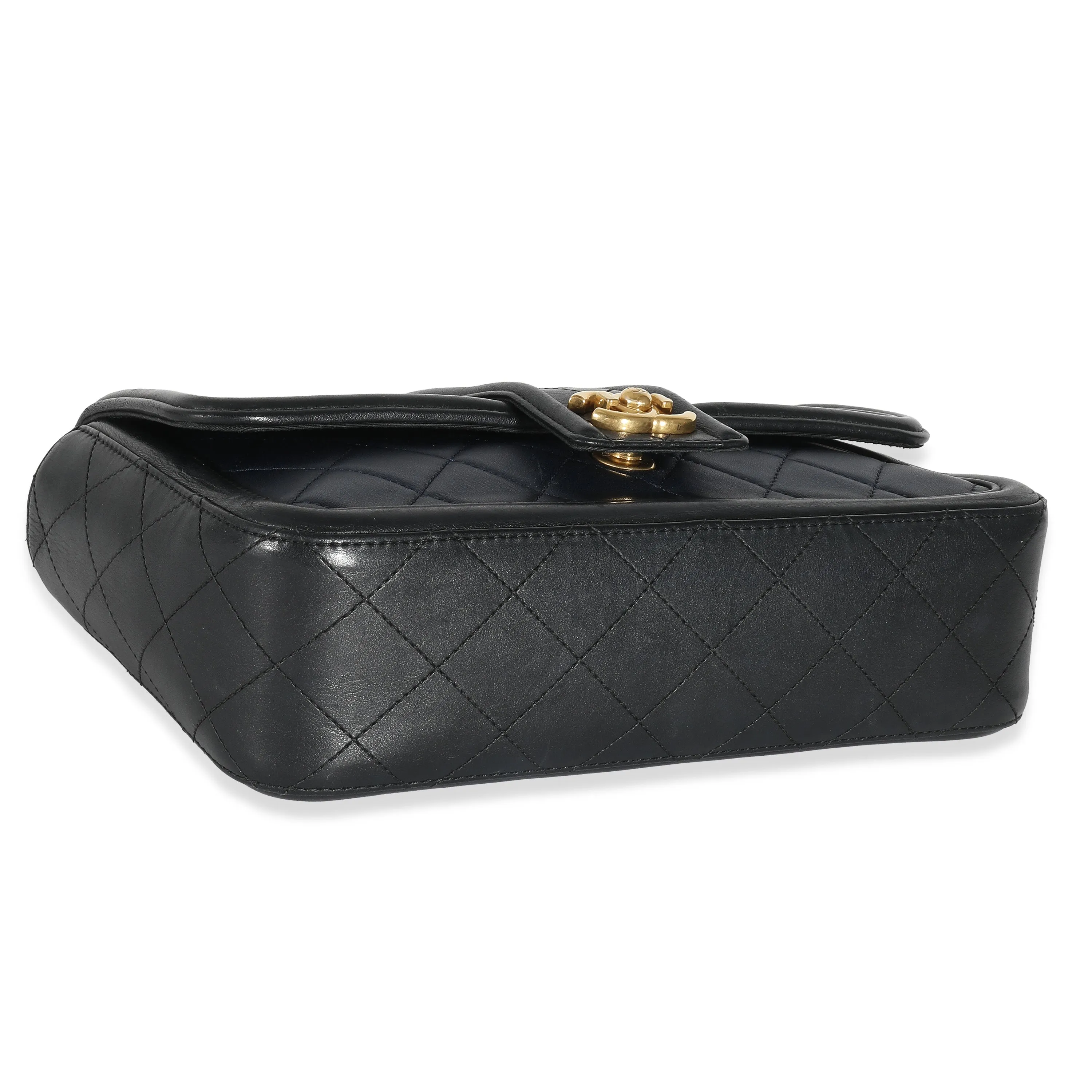 CHANEL Navy Black Quilted Lambskin Medium Elegant CC New Bag