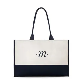 Classic Script Initial Tote - Navy Letter "C"