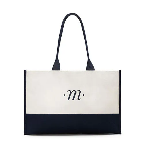 Classic Script Initial Tote - Navy Letter "C"