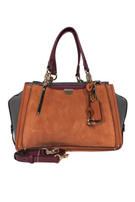 Coach - Tan "Dreamer 21" Color Block Suede & Leather Satchel
