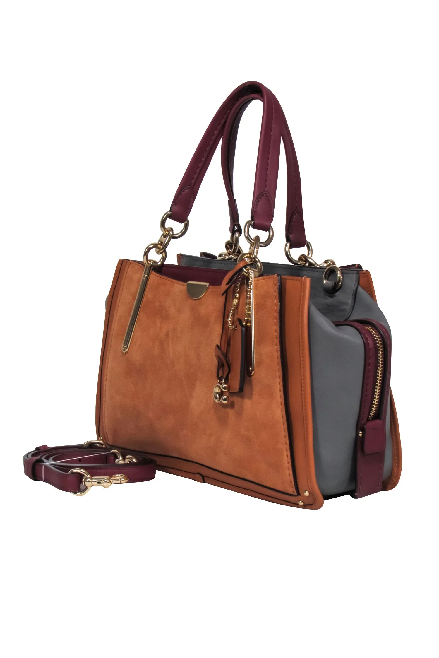 Coach - Tan "Dreamer 21" Color Block Suede & Leather Satchel