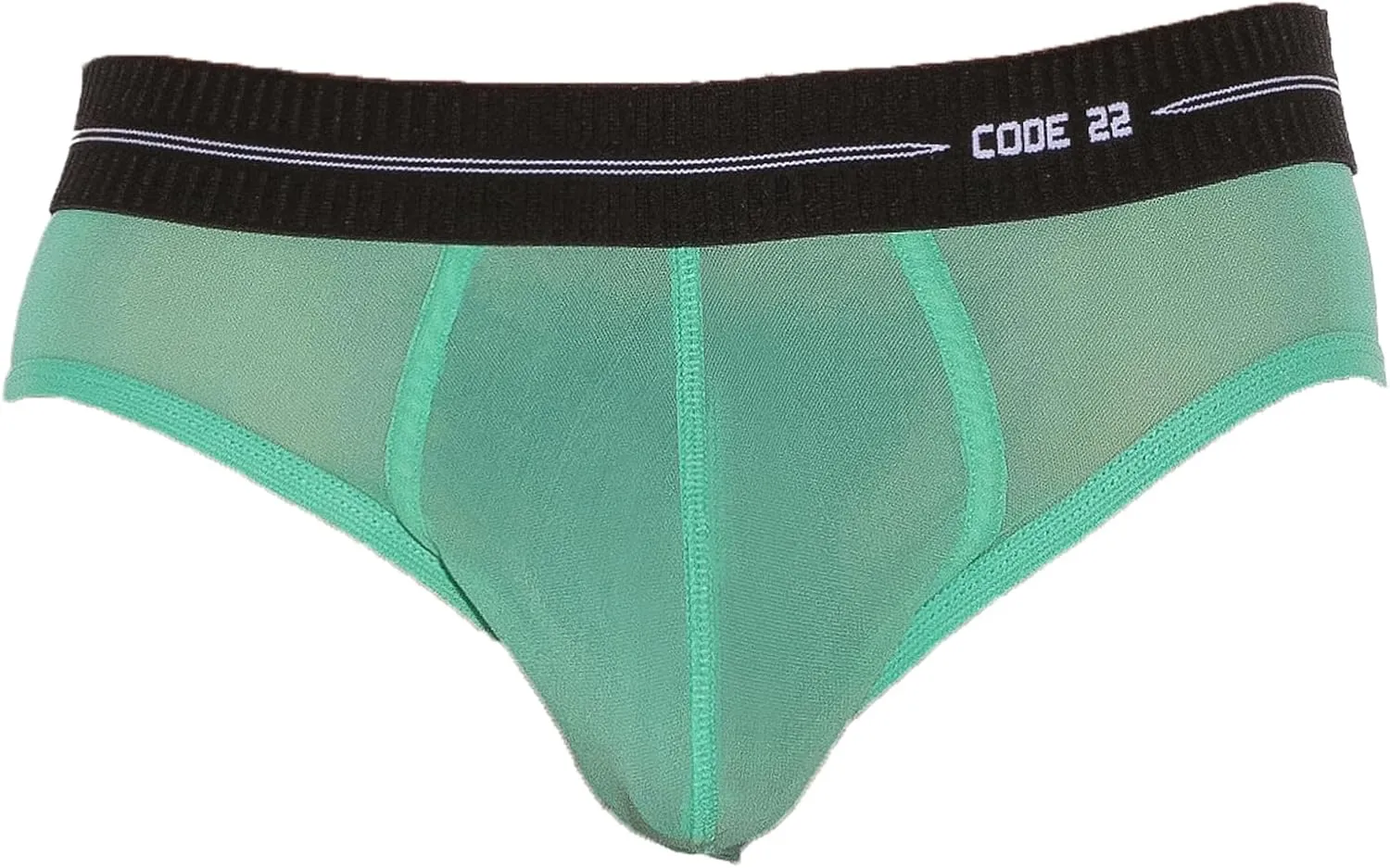CODE 22 - Mens Briefs Underwear - Sheer Mesh Brief Green