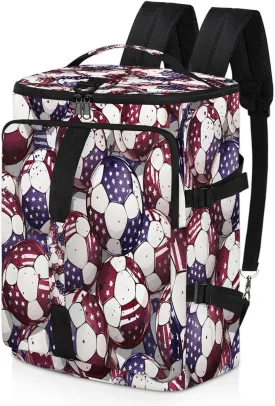 Colorful Football Gym Bags for Men Women Sports Backpack with Shoe Compartment 3-in-1 Tactical Duffle Bag for Overnight Weekender Travel