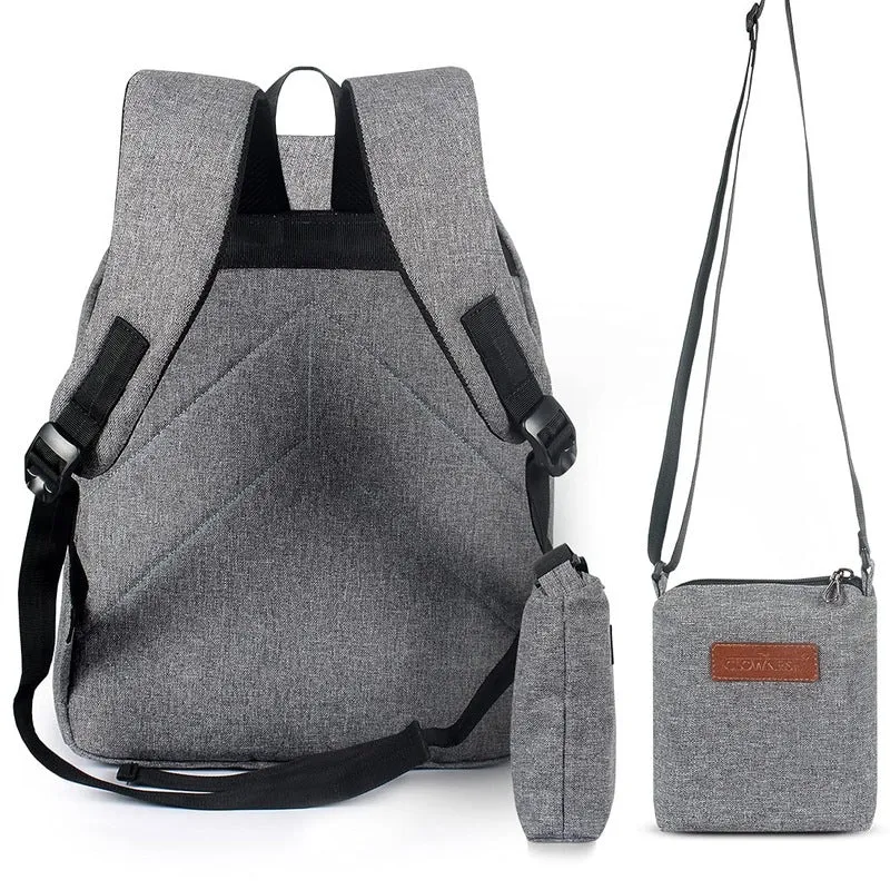 Combo: THE CLOWNFISH Grayson 14-Inch Unisex Travel Laptop Backpack | Includes Mobile Pouch | 21 Litres | Grey