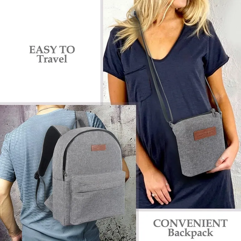 Combo: THE CLOWNFISH Grayson 14-Inch Unisex Travel Laptop Backpack | Includes Mobile Pouch | 21 Litres | Grey