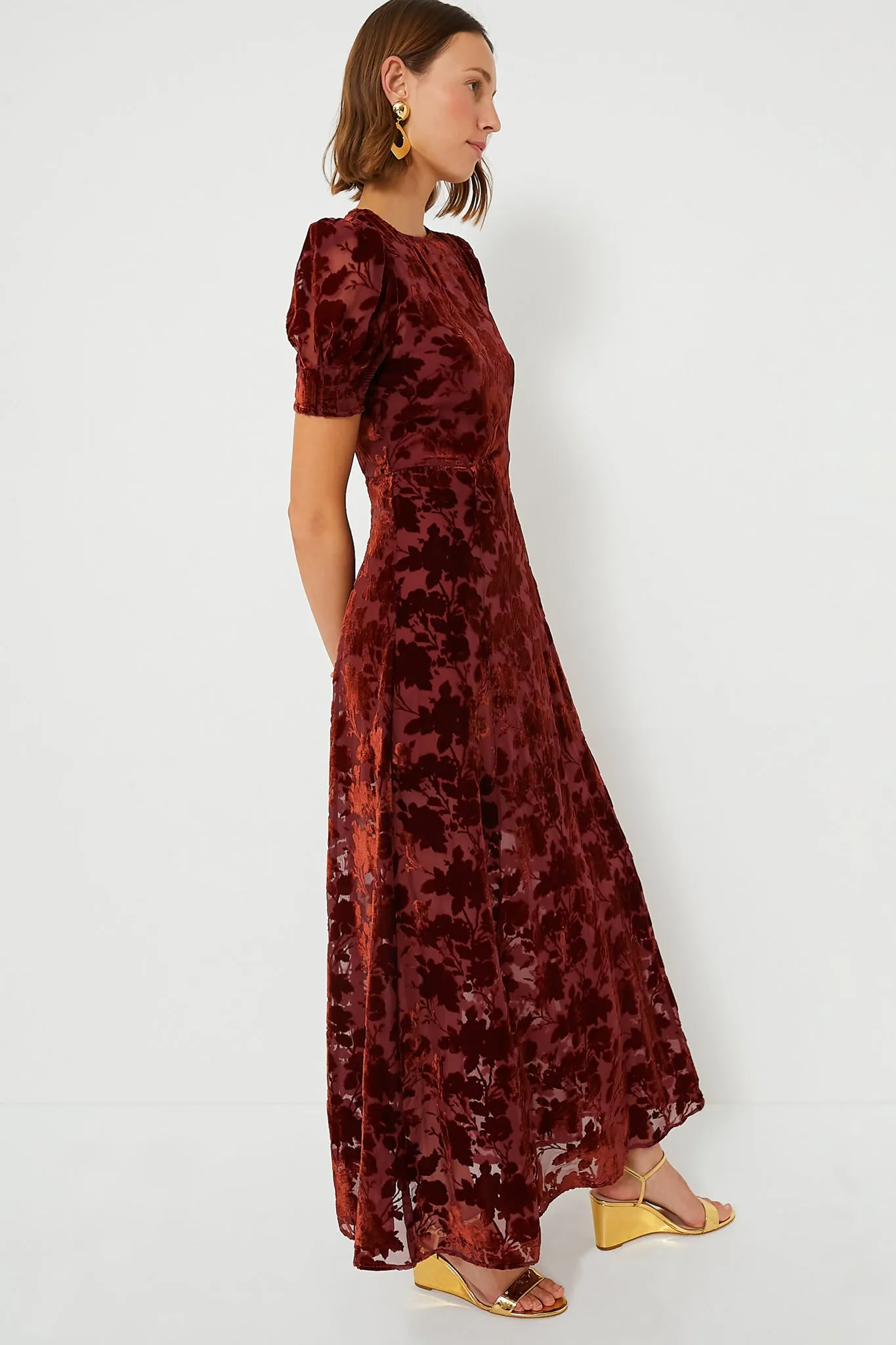 Copper Floral Ralph Velvet Dress