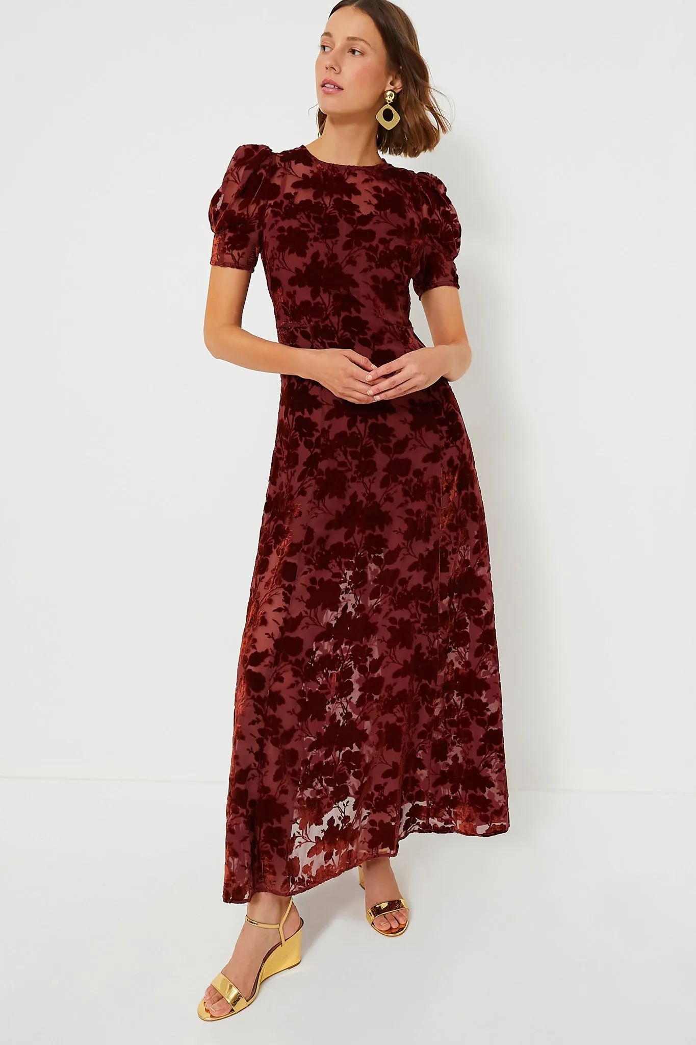 Copper Floral Ralph Velvet Dress