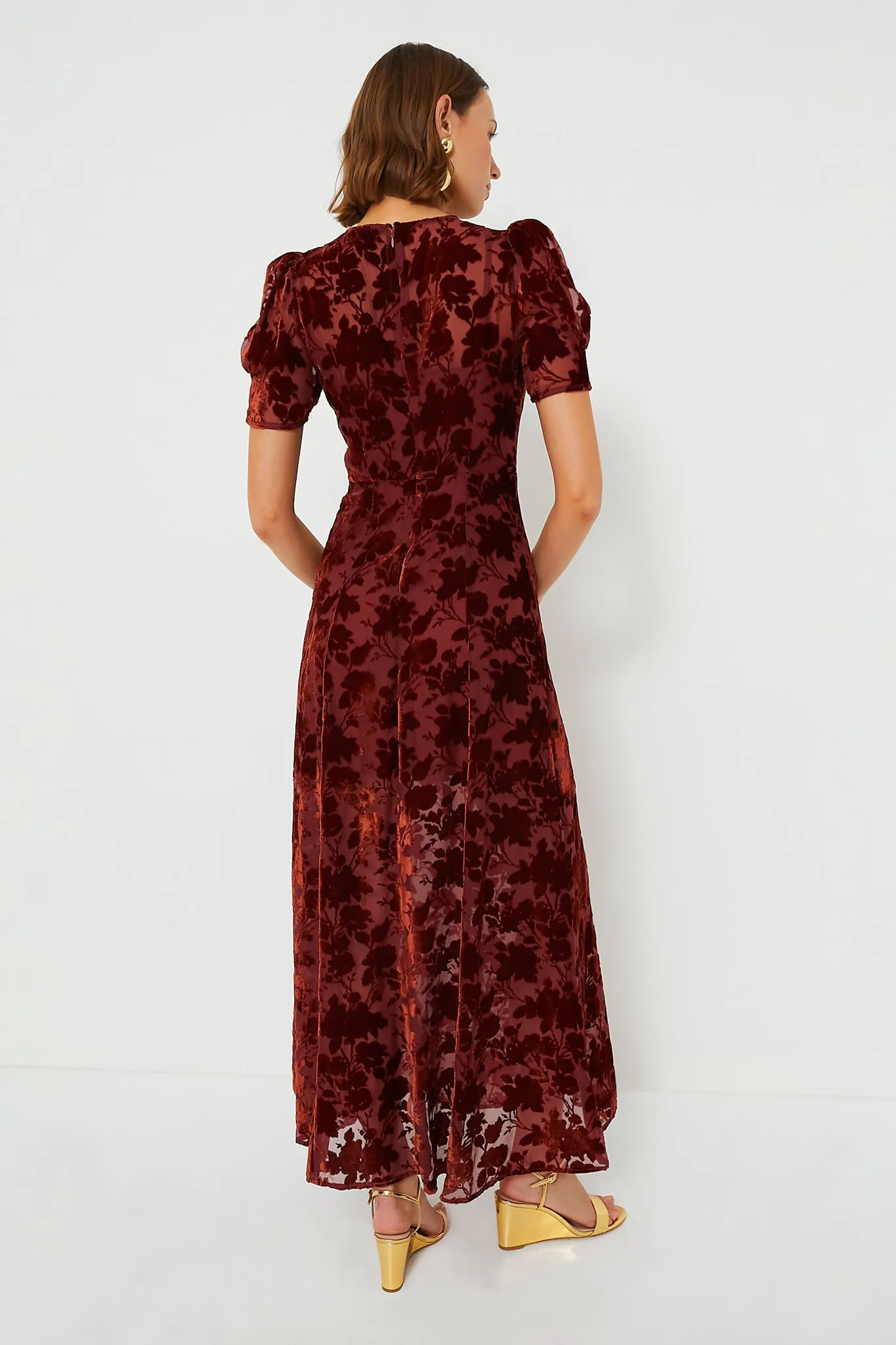 Copper Floral Ralph Velvet Dress