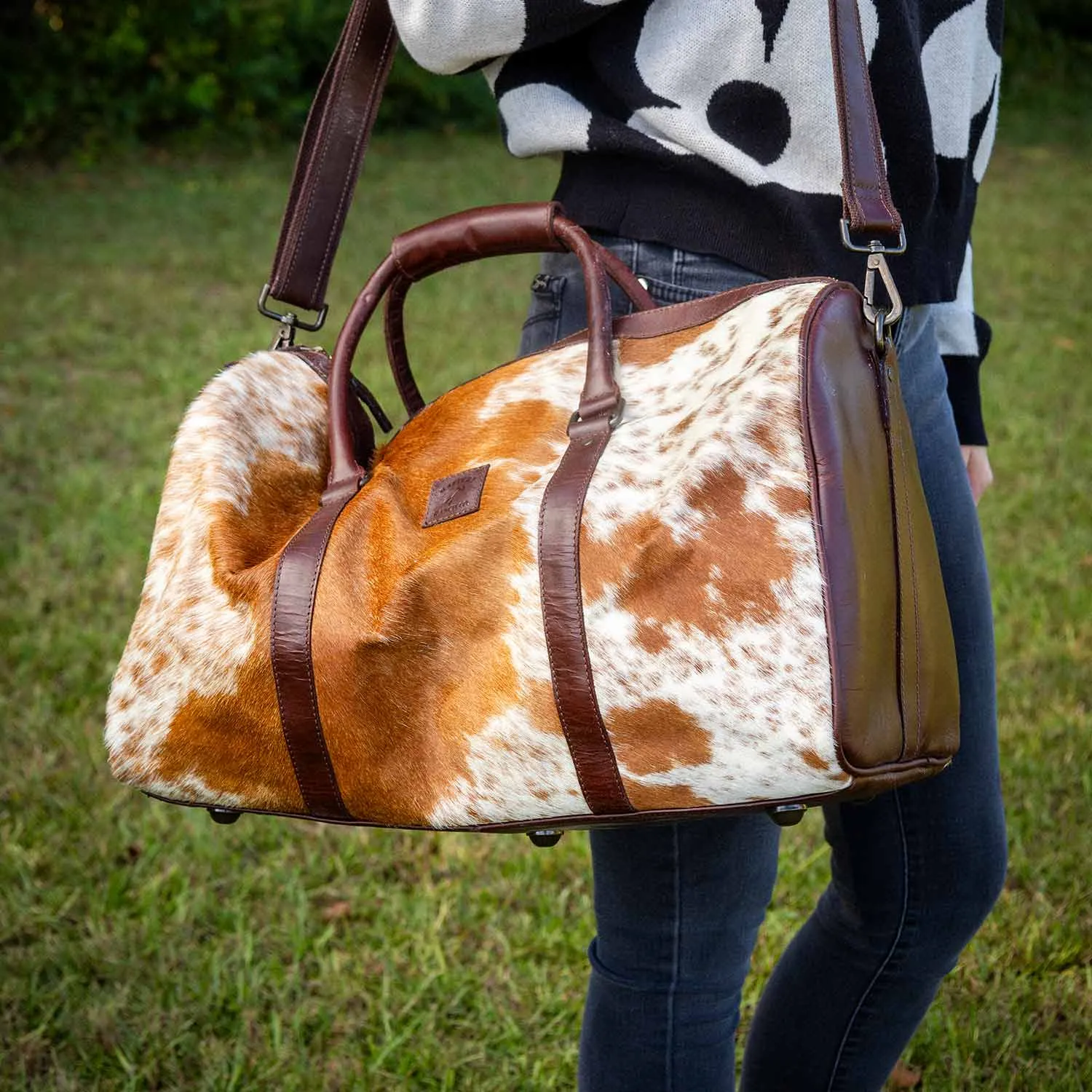Cowhide Overnight Duffel Bag
