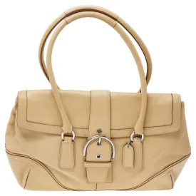 Cream Soho Hamptons Buckle Leather Satchel