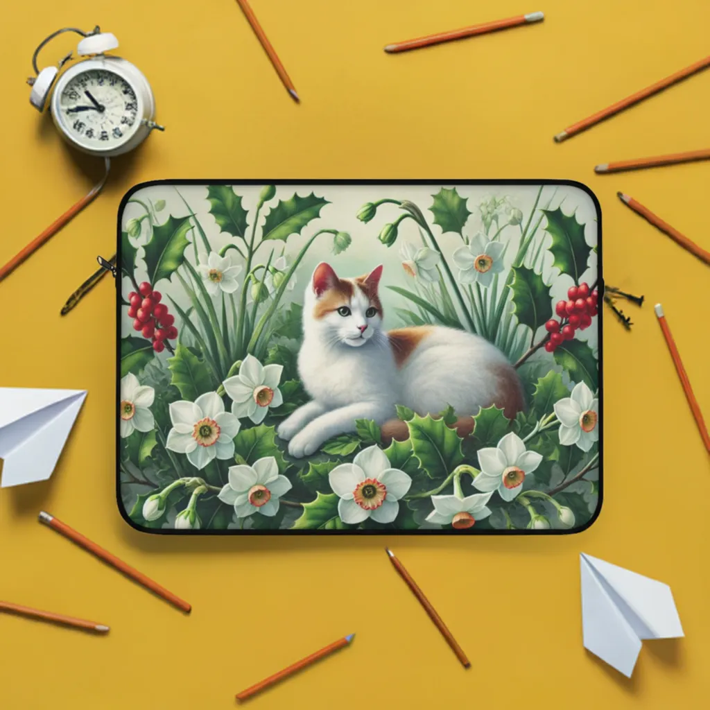 December Birth Flower - Cat Lover - Laptop Sleeve