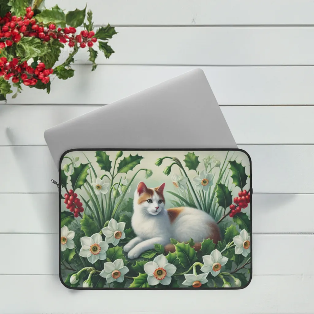 December Birth Flower - Cat Lover - Laptop Sleeve