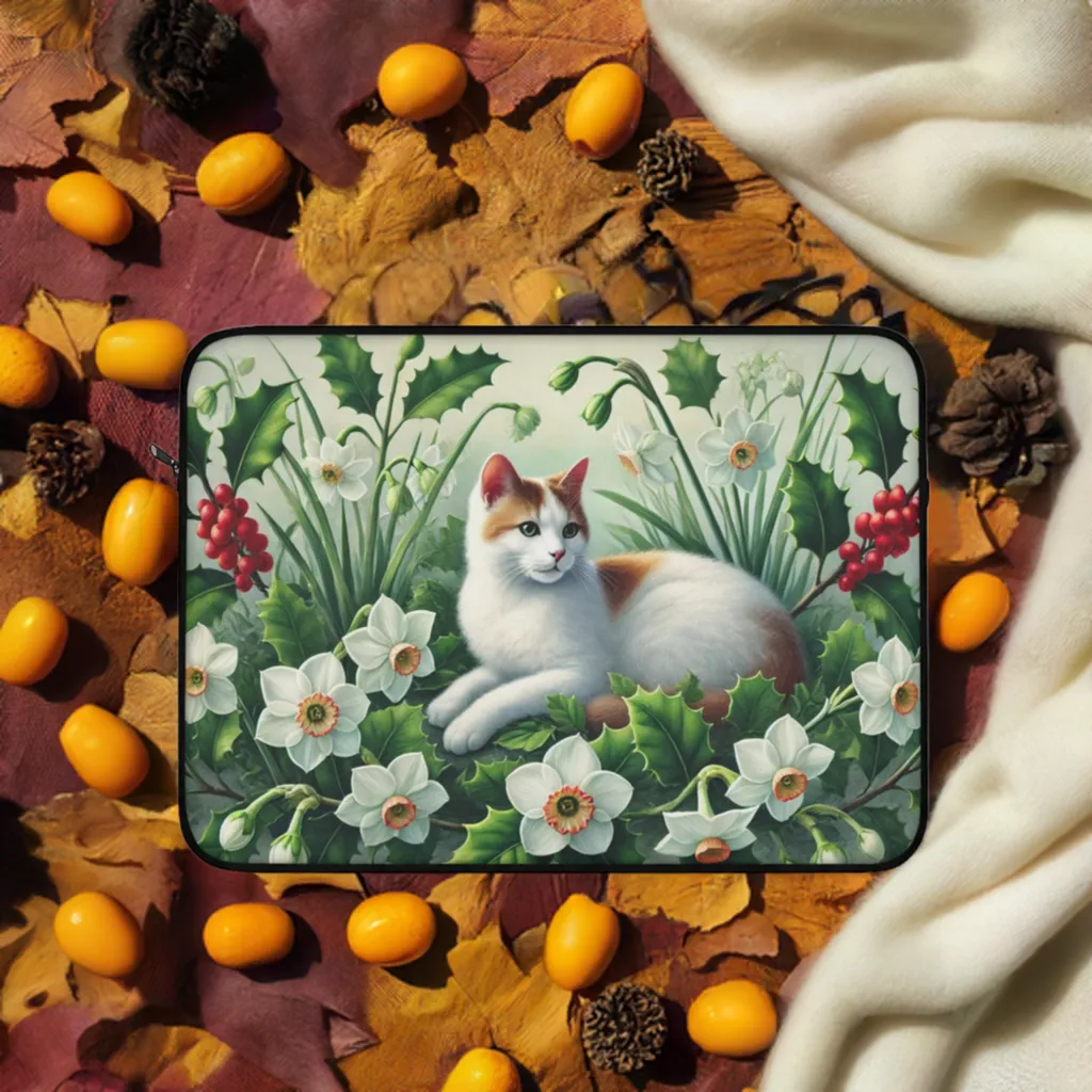 December Birth Flower - Cat Lover - Laptop Sleeve