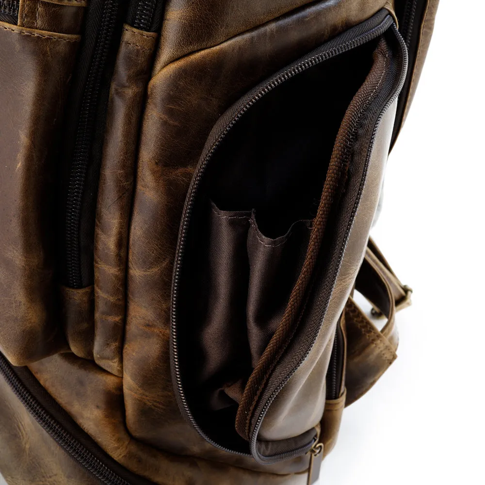 Distressed Leather Bombardier Backpack