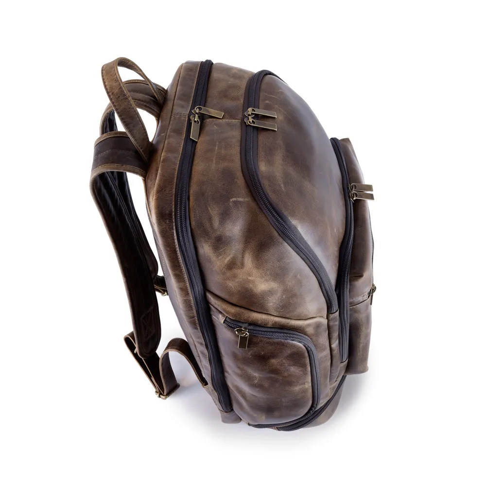 Distressed Leather Bombardier Backpack